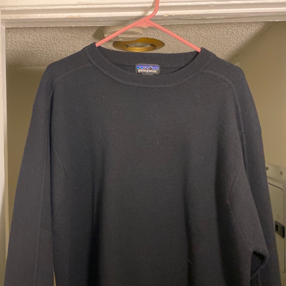 Patagonia black wool crewneck sweater